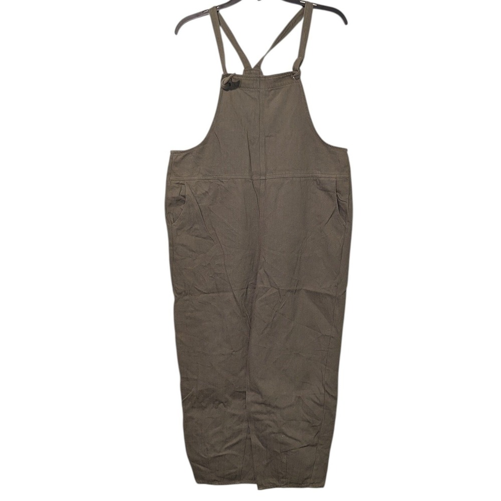 CRESCENT Olive Green Utility Overalls Jumpsuit‎ Women's Size M Minimalist Cotton